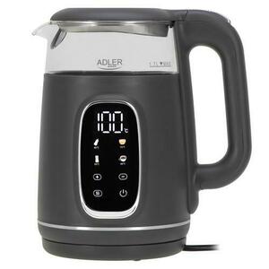 Fierbator de apa Adler AD 1305GS, 1.7 l, 2200 W, Afisaj LED, Baza pivotanta 360, Filtru calcar, 5 presetari (Gri) imagine