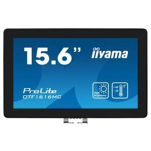 Monitor VA LED Iiyama 15.6inch OTF1616MC-B1, Full HD (1920 x 1080), VGA, HDMI, DisplayPot, Touchscreen (Negru) imagine