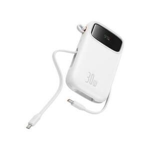 Acumulator extern Baseus Qpow2 Digital Display, 10000 mAh, 30 W, 2 x USB Type-C, 1 x USB, Display, Cablu USB-C (Alb) imagine