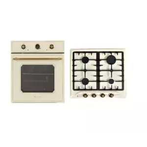 Pachet cuptor electric si plita gaz Studio Casa Positano Rustic, 52 l, Gratare fonta, Grill (Crem) imagine