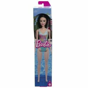 Papusa Barbie bruneta cu costum de baie albastru imagine