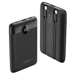Acumulator extern Veger W1170, 22.5 W, USB-A, Cabluri USB-C si Lightning (Negru) imagine