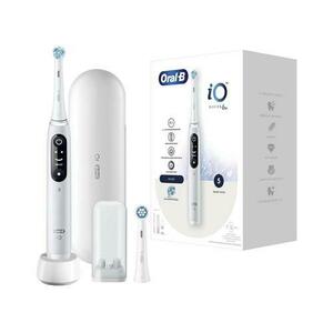 Periuta de dinti electrica Oral-B iO6 cu Tehnologie Magnetica si Micro-Vibratii, Inteligenta artificiala, Display led interactiv, Senzor de presiune Smart, Timer vizibil, 5 moduri, 2 capete, Trusa de calatorie (Alb) imagine