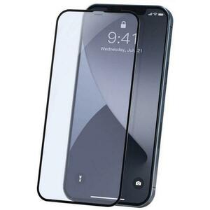 Folie Protectie Sticla Curbata Baseus SGAPIPH54N-KB01 pentru iPhone 12 Mini, Anti-Bluelight, 2 bucati (Transparent/Negru) imagine