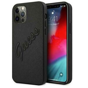 Husa Protectie Spate Guess Saffiano Vintage Script GUHCP12LRSAVSBK pentru iPhone 12 Pro Max (Negru) imagine