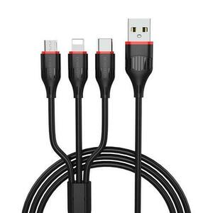 Cablu de date Borofone BX17 Enjoy, USB - Lightning/MicroUSB/USB Type-C, 1 m, Negru imagine