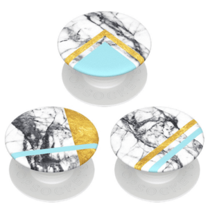 Suport Stand Adeziv Popsockets PopMinis White Marble Glam P800349, 3 mini accesorii (Multicolor) imagine
