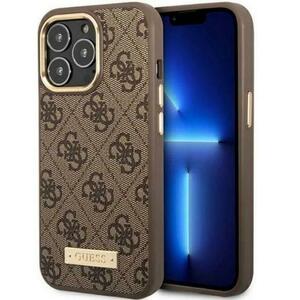 Protectie spate Guess 4G Logo Plate MagSafe pentru Apple iPhone 14 Pro (Maro) imagine