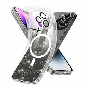 Husa MagSafe pentru Apple iPhone 14 Pro Max, Techsuit, SparkleSkin, Transparenta imagine