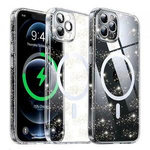 Husa MagSafe pentru Apple iPhone 12 Pro, Techsuit, SparkleSkin, Transparenta imagine