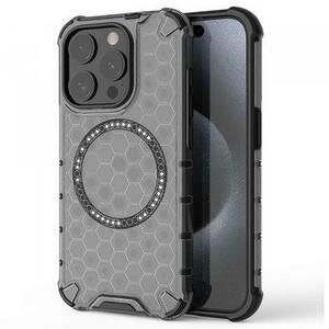 Husa MagSafe pentru Apple iPhone 15 Pro, Techsuit, HoneyComb Shield, Neagra imagine