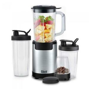 Multi Blender iHunt Bro 4-in-1, 900 W, 1 l, Cupa sport 800 ml, Cupa sport 500 ml, Tocator 350 ml (Argintiu/Negru) imagine