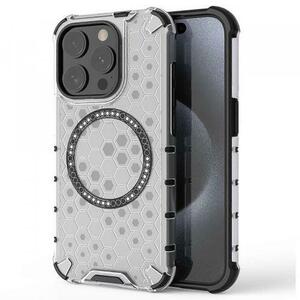 Husa MagSafe pentru Apple iPhone 15 Pro, Techsuit, HoneyComb Shield, Alba imagine