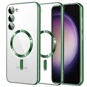 Husa MagSafe Techsuit Luxury Crystal pentru Samsung Galaxy S23 S911 (Transparent/Verde) imagine