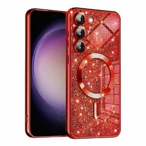 Husa MagSafe Techsuit Luxury Glitter pentru Samsung Galaxy S23 S911 (Rosu) imagine