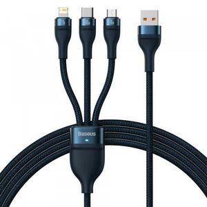 Cablu Incarcare USB-A - Lightning / microUSB / USB-C Baseus Flash Series II 3in1 CASS030003, 100W, 1.2m, Albastru imagine