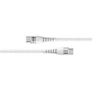 Cablu de date Mako Fast Charge PD 66W, Type-C la Type-C, 1m, impletitura nylon, Alb imagine