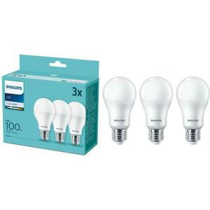 Pachet 3 becuri LED Philips, A67, E27, 13W (100W), 1521 lm, lumina alba rece (4000K) imagine