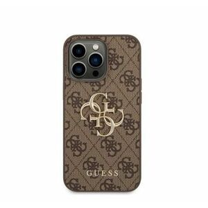 Protectie Spate Guess Leather 4G Metal Logo pentru Apple iPhone 14 Pro (Maro) imagine