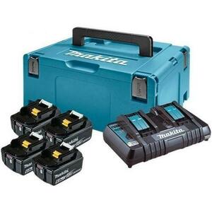 Kit Makita incarcator dublu BL1860B + 4 acumulatori DC18RD 18V 6AH + cutie MAKPAC-3 (198091-4) imagine