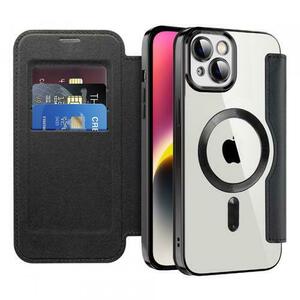 Husa MagSafe pentru Apple iPhone 14 Plus, Techsuit, SmartMag Book, Neagra imagine