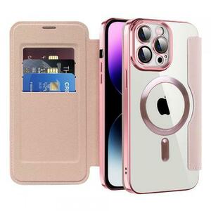 Husa MagSafe pentru Apple iPhone 14 Pro Max, Techsuit, SmartMag Book, Roz imagine