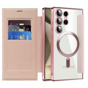 Husa MagSafe Techsuit SmartMag Book pentru Samsung Galaxy S24 Ultra S928 (Roz) imagine