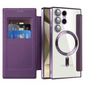 Husa MagSafe Techsuit SmartMag Book pentru Samsung Galaxy S24 Ultra S928 (Mov) imagine