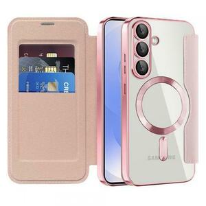 Husa MagSafe Techsuit SmartMag Book pentru Samsung Galaxy S25 S931 (Roz) imagine