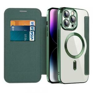 Husa MagSafe pentru Apple iPhone 14 Pro Max, Techsuit, SmartMag Book, Verde imagine