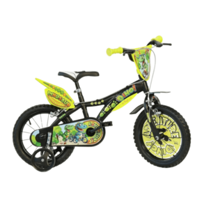 Bicicleta copii DINO BIKES Aventurile dinozaurului, roti 14inch, roti ajutatoare, Negru imagine