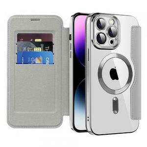 Husa MagSafe pentru Apple iPhone 14 Pro Max, Techsuit, SmartMag Book, Gri imagine