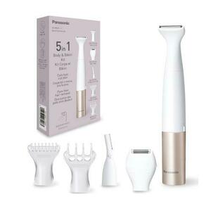 Trimmer 5in1 Panasonic ES-WM31-P301, pentru corp cu accesorii interschimbabile, Wet & Dry, lame otel inoxidabil hipoalergenic si rotunjite pe margini (Roz/Alb) imagine
