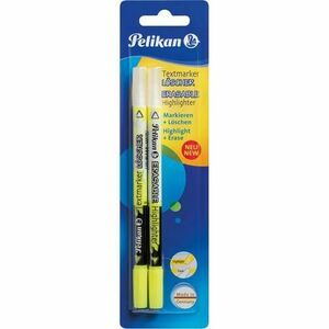 Set 2 Highlighter Pelikan 2 in 1 (textmarker corectabil + carioca corectoare pentru textmarker), varf m, marker culoare galben fluorescent imagine