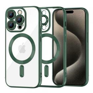 Husa MagSafe pentru Apple iPhone 15 Pro Max, Techsuit, Luxury Crystal, Verde Inchis imagine