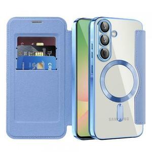 Husa MagSafe pentru Samsung Galaxy A56 A566, Techsuit, SmartMag Book, Bleu imagine