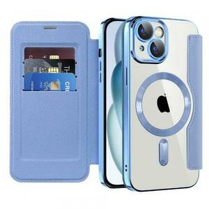Husa MagSafe pentru Apple iPhone 15, Techsuit, SmartMag Book, Bleu imagine