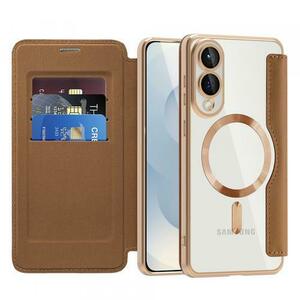 Husa MagSafe pentru Samsung Galaxy S25 Edge S937, Techsuit, SmartMag Book, Maro imagine