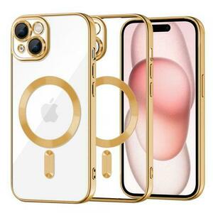 Husa MagSafe pentru Apple iPhone 15, Techsuit, Luxury Crystal, Aurie imagine