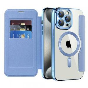 Husa MagSafe pentru Apple iPhone 15 Pro, Techsuit, SmartMag Book, Bleu imagine