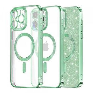 Husa MagSafe pentru Apple iPhone 16 Pro, Techsuit, Luxury Glitter, Verde Deschis imagine