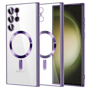 Husa MagSafe pentru Samsung Galaxy S23 Ultra S918, Techsuit, Luxury Crystal, Mov Deschis imagine