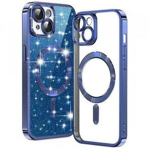 Husa MagSafe pentru Apple iPhone 15, Techsuit, Luxury Glitter, Albastra imagine