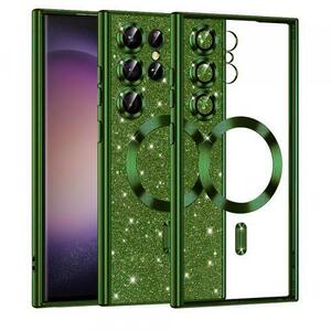 Husa MagSafe pentru Samsung Galaxy S23 Ultra S918, Techsuit, Luxury Glitter, Verde Inchis imagine