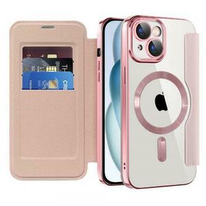 Husa MagSafe pentru Apple iPhone 15 Plus, Techsuit, SmartMag Book, Roz imagine