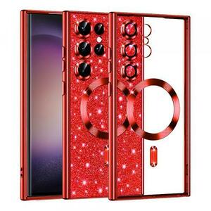 Husa MagSafe pentru Samsung Galaxy S23 Ultra S918, Techsuit, Luxury Glitter, Rosie imagine