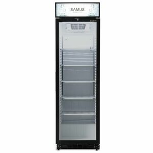 Vitrina frigorifica Samus VS380D, 346 l, 5 rafturi ajustabile, Clasa D, Lumina LED (Alb/Negru) imagine