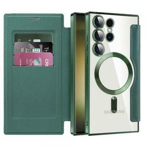 Husa MagSafe pentru Samsung Galaxy S23 Ultra S918 Techsuit SmartMag Book (Verde) imagine