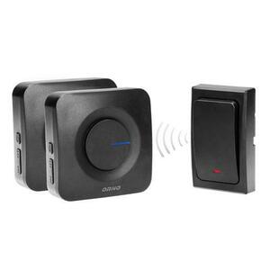 Sonerie wireless ORNO OR-DB-MT-165, pentru usa sau poarta, exterior, alimentare la retea, transmitator rezistent la apa IP44, distanta de functionare 200 m, 36 melodii disponibile, kit montaj perete, 2 receptoare, Negru imagine