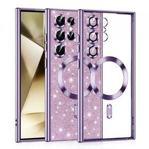 Husa MagSafe pentru Samsung Galaxy S24 Ultra S928, Techsuit, Luxury Glitter, Mov Deschis imagine
